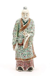Chinese Porcelain Figure of Luxing w/ Moving Hand