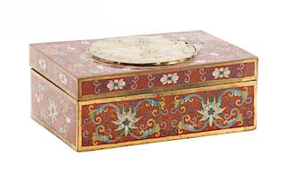 Chinese Gilt and Red Cloisonne Inlaid Box