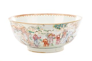 Fine Chinese Export Famille Rose Punch Bowl