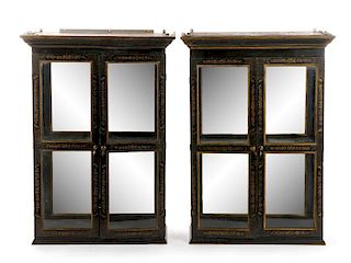 Pair, English Lacquered Wall Cabinets, 19th C.