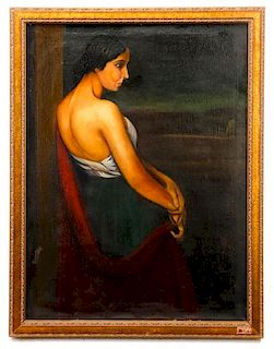 Continental, "Portrait Of A Lady In Profile", Oil