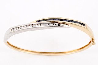 Ladies Two Tone Gold, Diamond & Sapphire Bracelet