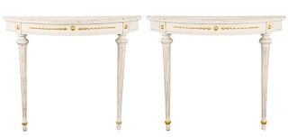 French Neoclassical Style Gilt Console Tables