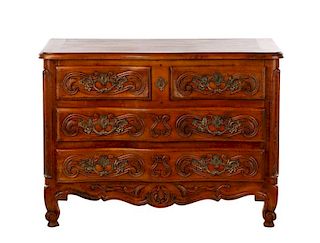 French Provincial Louis XV Style Walnut Commode
