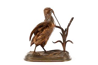 Jules Moigniez, Signed Bronze Partridge Sculpture