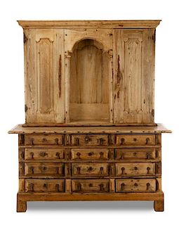 Spanish Baroque Two Part Cupboard, 18th C