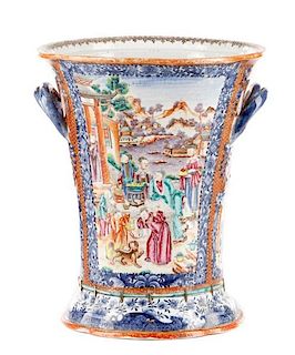Chinese Export Handled Porcelain Vase, Mandarin