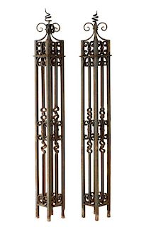 Pair, Painted Wrought Iron Gate Posts