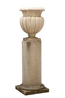Grand Cast Stone Garden Pot With Pedestal