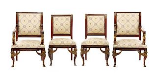 Set of 4 Empire Style Gilt Bronze Mounted Chairs