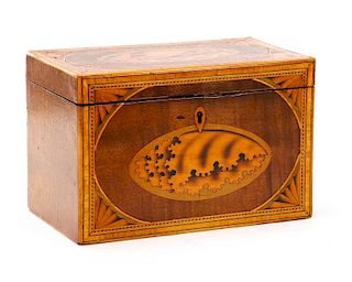 19th C. English Satinwood Inlaid Tea Caddy