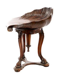 19th C. Italian Shell Carved Walnut Grotto Chair