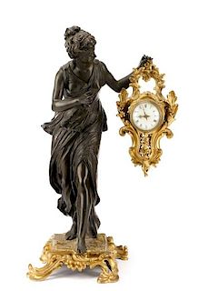 Fine 19th C. Parcel Gilt Neoclassical Figure Clock