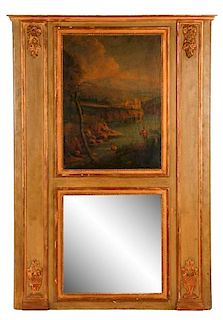 Louis XVI Trumeau Mirror With Lakeside Scene