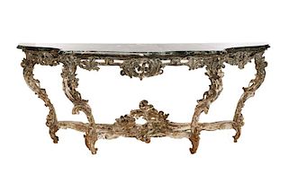 Italian Rococo Polychrome & Carved Console Table