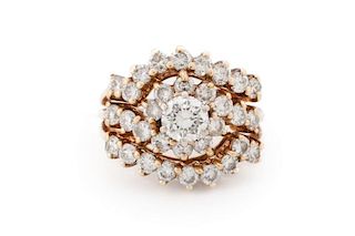 Ladies 14k Gold & Diamond Cluster Ring