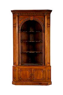 19th C English Gothic Revival Style Corner Cabinet