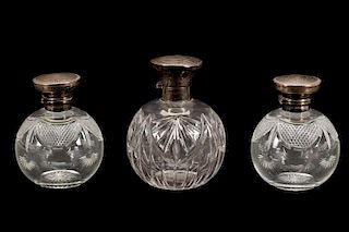 Three 1920s Birmingham Sterling Mounted Perfumes
