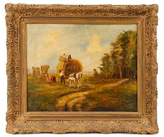 Willem Hamel, "Wheat Harvest", Oil, Signed