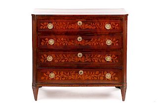 Continental Marquetry Inlaid Petite Commode, 18th