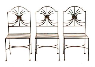 Set of 6 Neoclassical Style Iron Garden Chairs