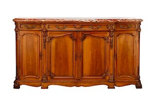 French Marble Top Louis XV Style Walnut Enfilade