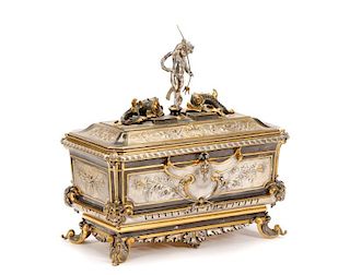 French Gilt and Silvered Bronze Casket Box