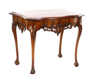 Baroque Style Carved Walnut Console Table, 18th C