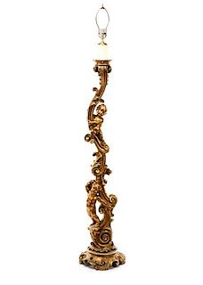 Baroque Style Carved Giltwood Putti Floor Lamp