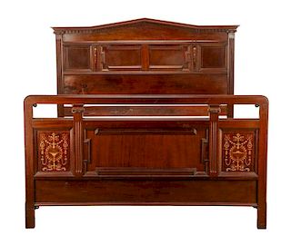 Edwardian Inlaid Double Bed, T. Simpson & Son
