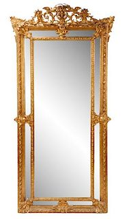 Large Renaissance Revival Style Giltwood Mirror