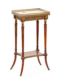French Two Tier Gilt Metal and Marble Top Table