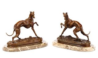 Pair of After Mene Bronze Greyhounds, Susse Freres