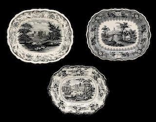 Group of 3 Staffordshire Transfer Print Platters