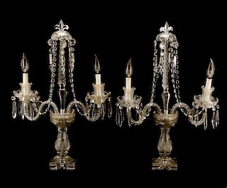 Pair of Electrified Glass Candelabra Lustres