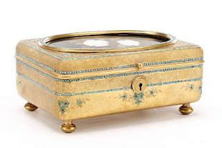 Gilt Bronze & Turquoise Inlay Dresser Box