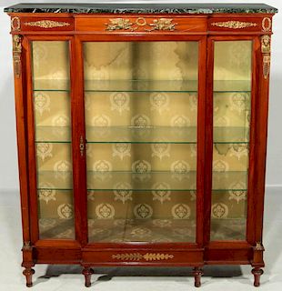 A 19TH C. FRENCH EMPIRE STYLE BRONZE MOUNTED VITRINE