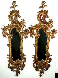 A GOOD PAIR OF 19TH C. CARTOUCHE FORM ROCOCO MIRRORS