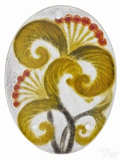 Rousseau pâte de verre floral pendant, 2 1/2'' x 1 7/8''.