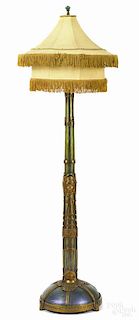 Art Nouveau bronze and art glass floor lamp, early 20th c., 66 1/2'' h.