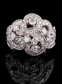 A VINTAGE DIAMOND COCKTAIL RING 2 CARATS TOTAL WEIGHT