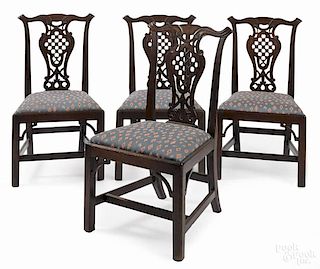 Set of four George III mahogany tasselback dining chairs, ca. 1800.