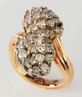 A 14K GOLD AND DIAMOND COCKTAIL RING APPROX 2.0 CT TW