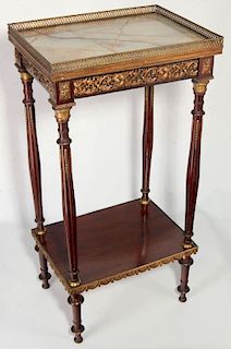 A 19C. LOUIS XVI STYLE BRONZE MOUNTED MAHOGANY STAND