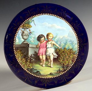 A SEVRES STYLE KILN FIRED ENAMEL AND PORCELAIN BOX