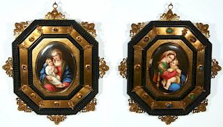 FINE CONTINENTAL PORCELAIN PLAQUES IN JEWELED FRAMING