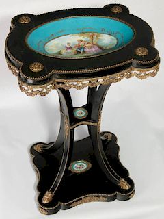 A 19TH C. FRENCH GUERIDON WITH SEVRES STYLE PORCELAIN