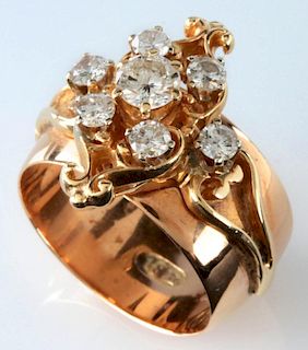 AN ANTIQUE DIAMOND AND 18K GOLD RING