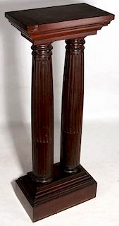 AN EARLY DOUBLE CLASSIC COLUMNAR MAHOGANY PEDESTAL