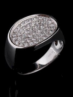 A 14K WHITE GOLD AND PAVE' SET DIAMOND GENT'S RING